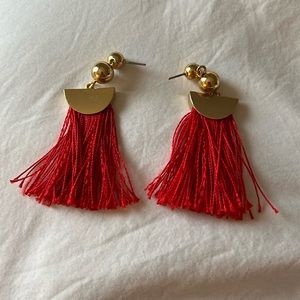 J. Crew Red Tassel earrings